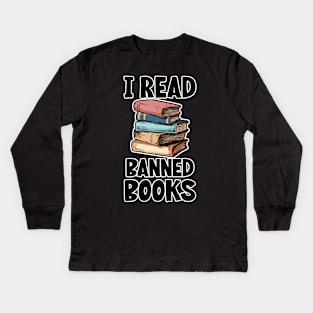 i read banned book, shirt about reading books Kids Long Sleeve T-Shirt